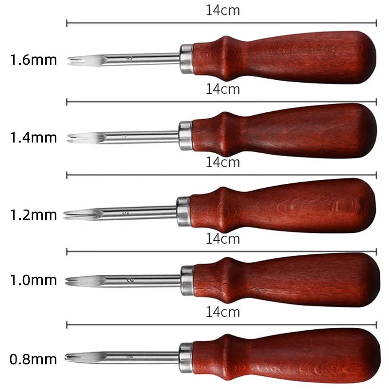 5Pcs Set Leather Edge Beveler Tools for Cutting Skiving Beveling, Leather Craft DIY Tool for Tyro, 0.8mm 1.0mm 1.2mm 1.4mm 1.6mm
