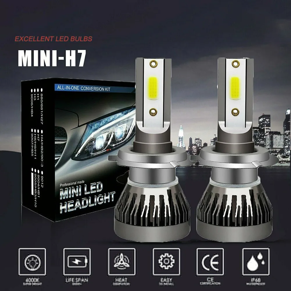 

2PCS H7 Led Headlight DC 9V-32V 110W 22000LM 6000K Hi/Low Beam Light Bulbs Error Free Pure White Car Headlight Bulbs Auto Lamp