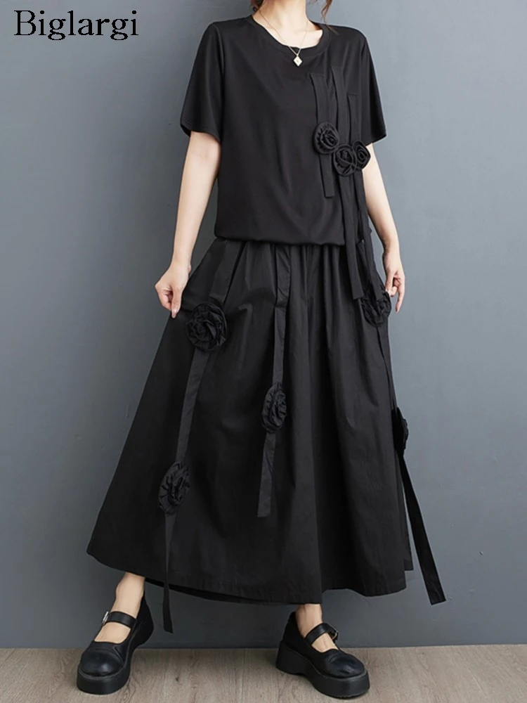 

Женский комплект из 2 предметов, блузка с коротким рукавом и широкие брюки с оборками