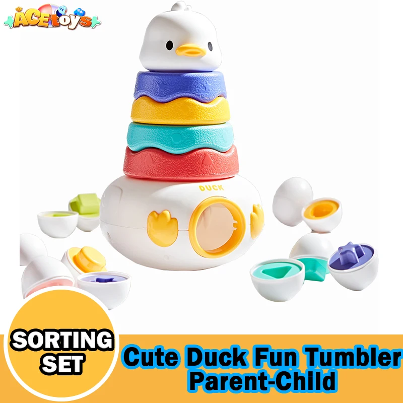 

Cute Duck Fun Tumbler Parent-Child Interactive Storage Stacking Montessori Early Educational Baby Toys for Kids Gifts Sorter Toy