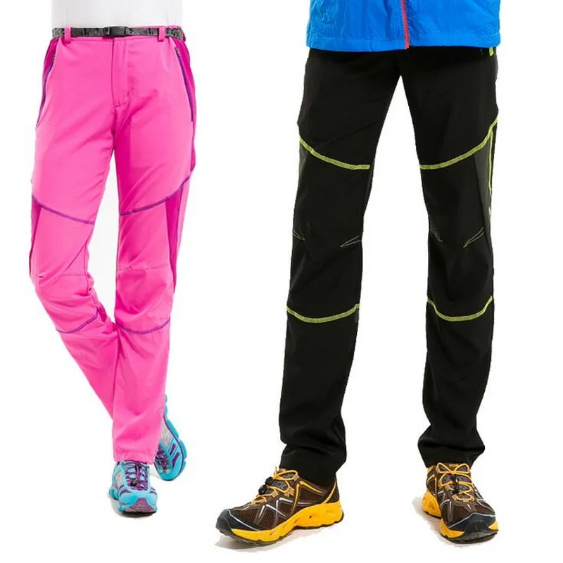 

Quick Drying Pants For Men & Women Elastic Hiking Windproof Pants Outdoor Sports Lightweight Casual Trousers No Belt