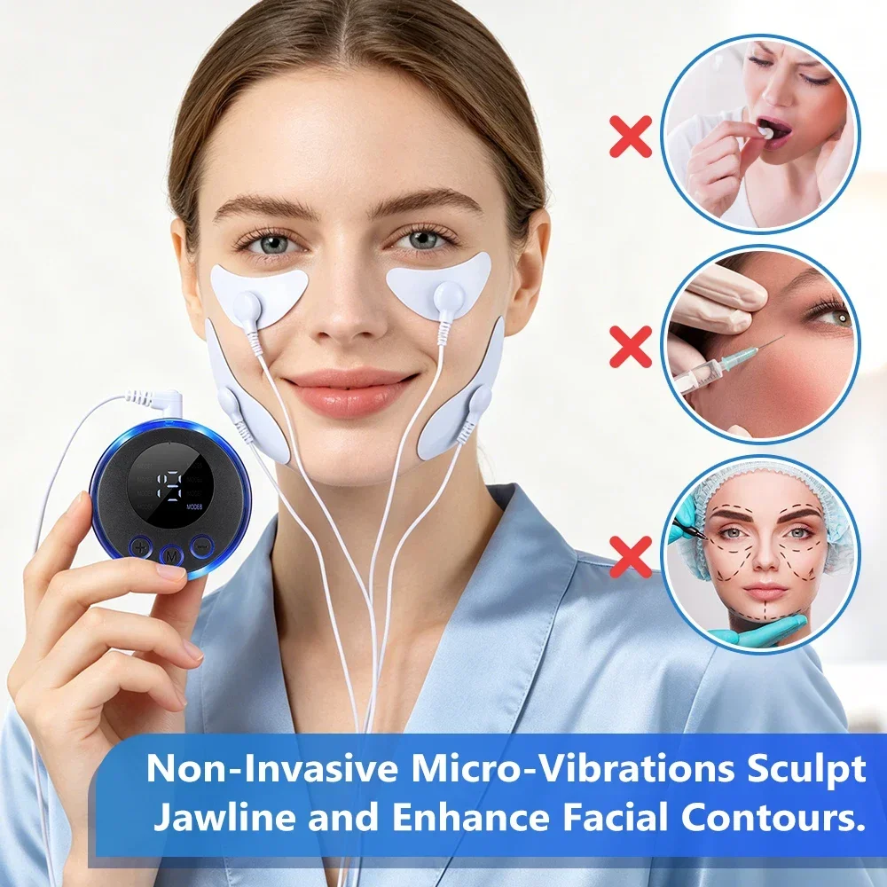 Advanced EMS Facial Massager with Microcurrent Technology & Gel Pads