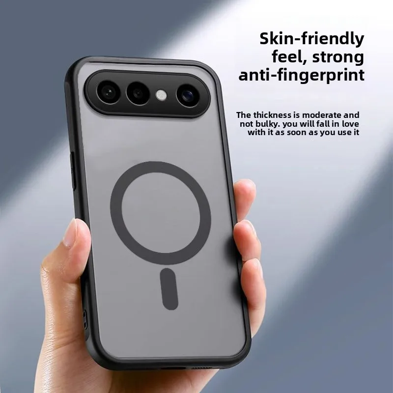Magnetic Frosted Silicone Case - Anti-Fingerprint Shockproof Bumper with Acrylic Cover