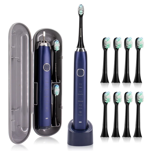 USB Rechargeable Electric Toothbrush Automatic Toothbrush for Adults with 5 Modes and 8 Replacement Brush Heads 3