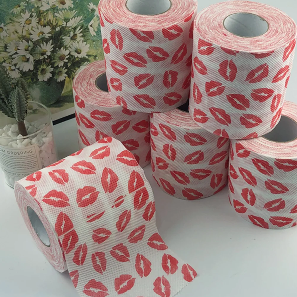 Lip Print Pattern Tissue Fashion Napkin Red Lipstick Printed Roll Toilet Paper Home Kitchen