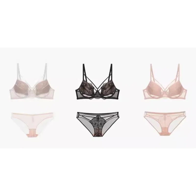 Soutien-gorge en dentelle sexy - Soutien-gorge minimisateur et anti-affaissement à couvrance complète pour femmes, confort sans armatures grandes tailles. Ensemble soutien-gorge et culotte automne-hiver.