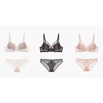 Soutien-gorge en dentelle sexy - Soutien-gorge minimisateur et anti-affaissement à couvrance complète pour femmes, confort sans armatures grandes tailles. Ensemble soutien-gorge et culotte automne-hiver.