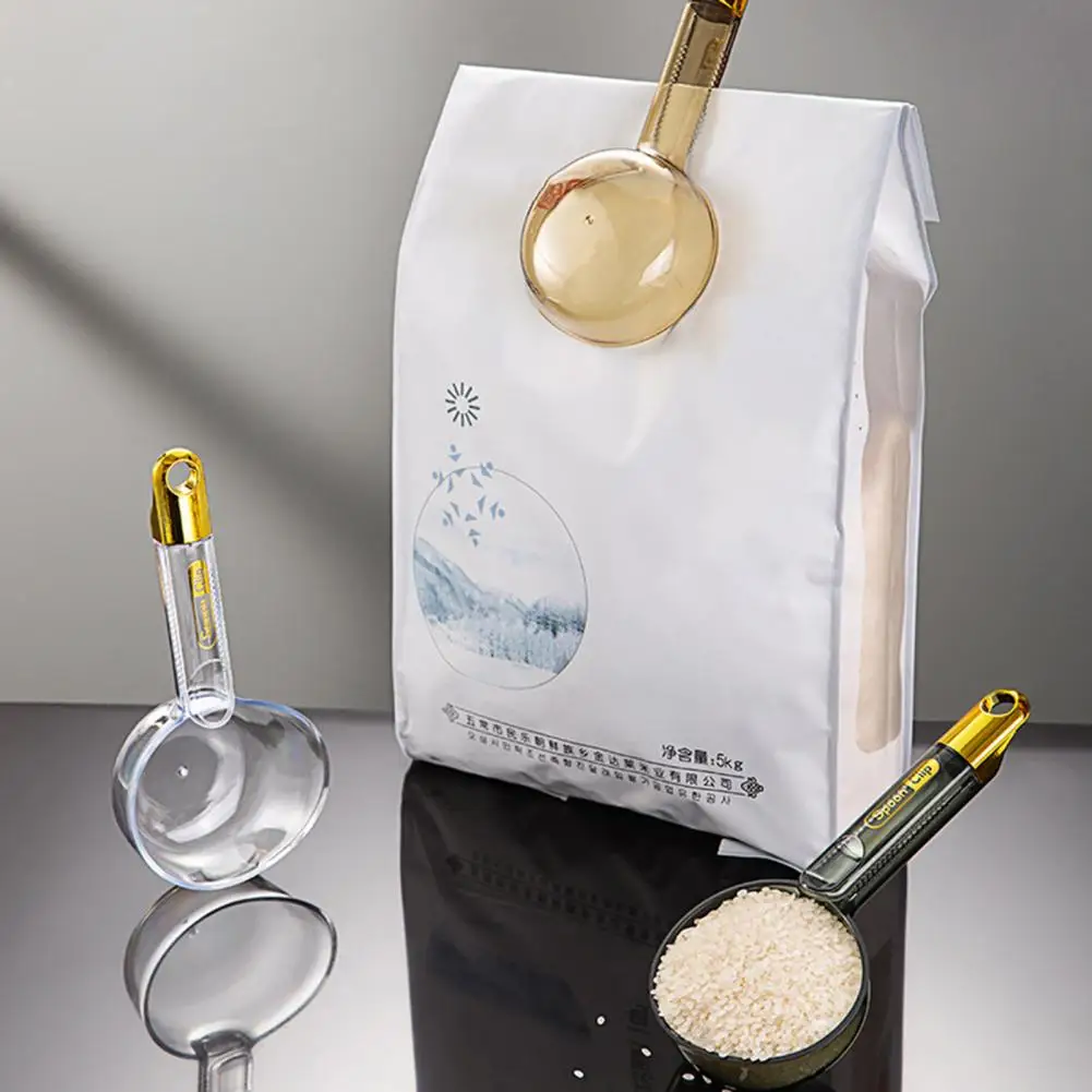 Rice Spoon Long Handle Comfortable Grip Space-saving Sealed Bag Clip Food Grade Kitchen Rice Shovel Flour Spoon for Kitchen