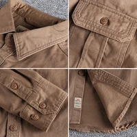 Chemise à manches longues pour hommes, uniforme de style n, lavage à la mode, double poches, veste décontractée pour jeunes, manteau fin 6