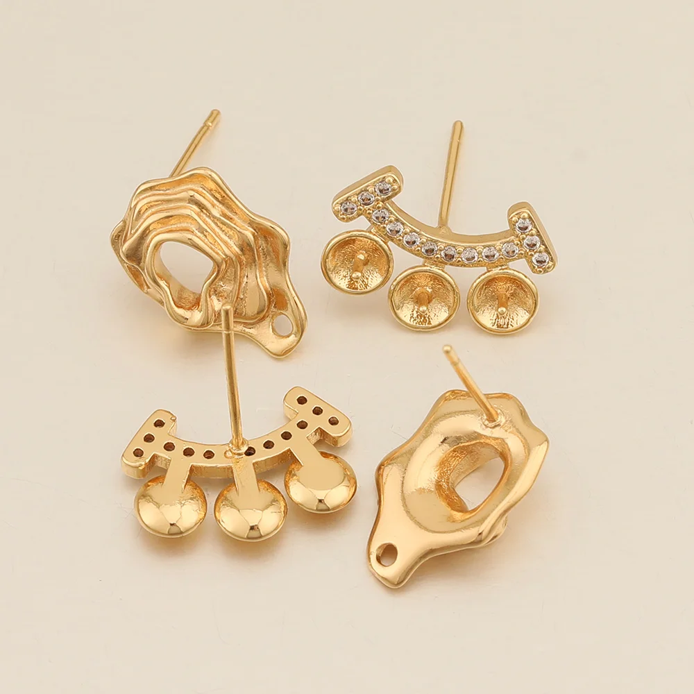 

WHSOK 30Pcs Genuine Gold Plating/DIY Making/Jewelry Findings & Components/Multi Designs/CZ Stone/Hand Made DIY Earrings Stud