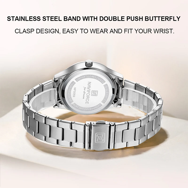NAVIFORCE Luxury Watches For Woman High Quality Ladies Quartz Watch Waterproof Steel Band Women Wristwatches Give for Girl Gifts 6