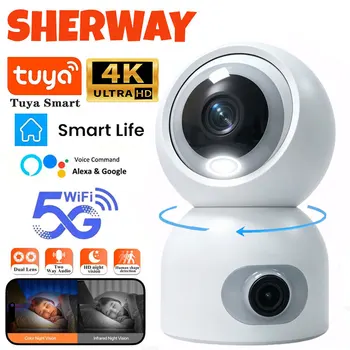Tuya 4K 8MP Dual Lens 5G WiFi Camera Indoor PTZ IP CCTV ONVIF Security Camera AI Human Tracking Auto Surveillance Baby Monitor 1