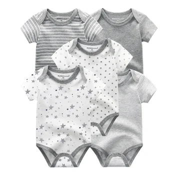 Summer 5 Piece Fashion Cartoon Boys and Girls Bodysuits 100% Cotton Soft Newborn Bodysuit Set 2
