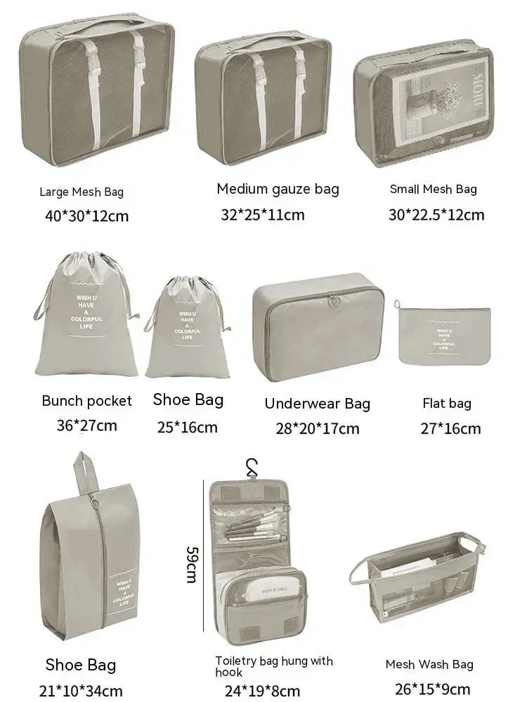 7 Pcs Set Travel Organizer Storage Bags Suitcase Packing Cubes Set Cases Portable Luggage Clothes Shoe Tidy Pouch Folding