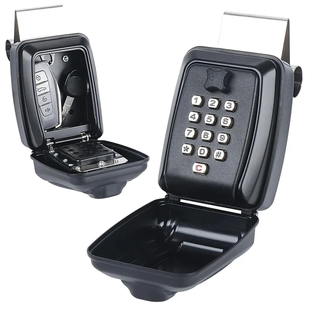 Portable Hook Car Wall-Mount Key Combination Box 12 Digits Code Waterproof Anti-theft Metal Key Storage For Home Garage Office 5