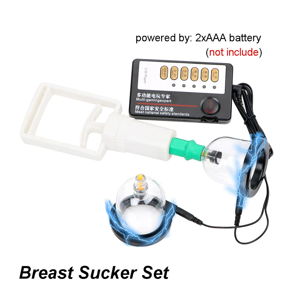 Bondage Set Neck Collar Electric Shock Necklace Breast Pump Sucker Sex Tools For Couples Adults Games Women Men Strapon Harness