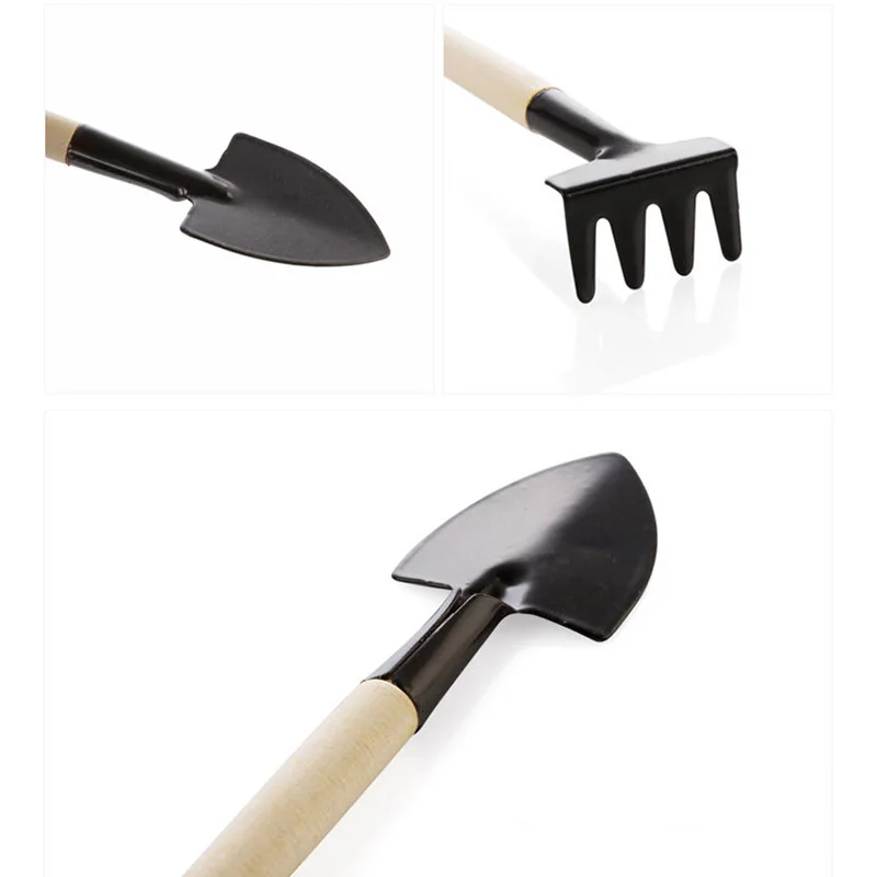 미니 원예 화분 도구 세트, 나무 손잡이 삽, 갈퀴 삽, 다기능 가정용 정원 식물 분재 손, 1 개, 2 개