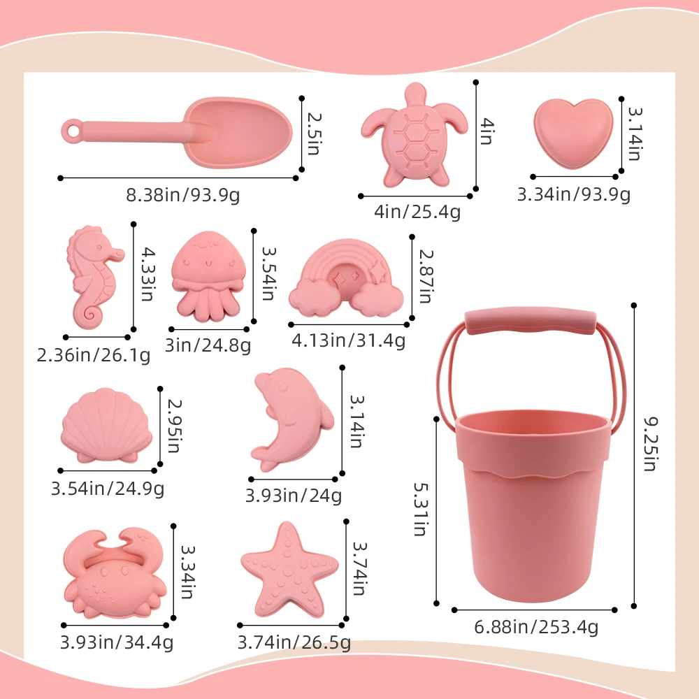 Silicone beach toy set, children's sand shovel toy shovel, handheld beach bucket, parent-child beach sand playing tools 2