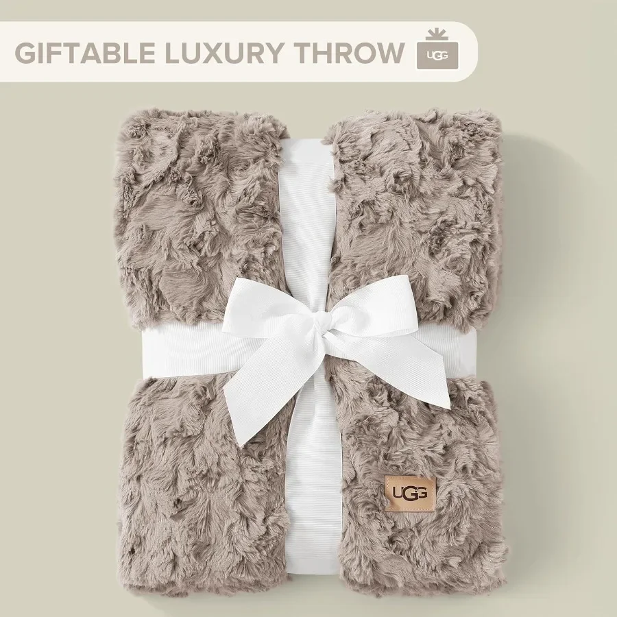 Luxury lightweight cozy soft faux fur throw blanket perfect for couch bed or chair seating area; hypoallergenic machine washabl
