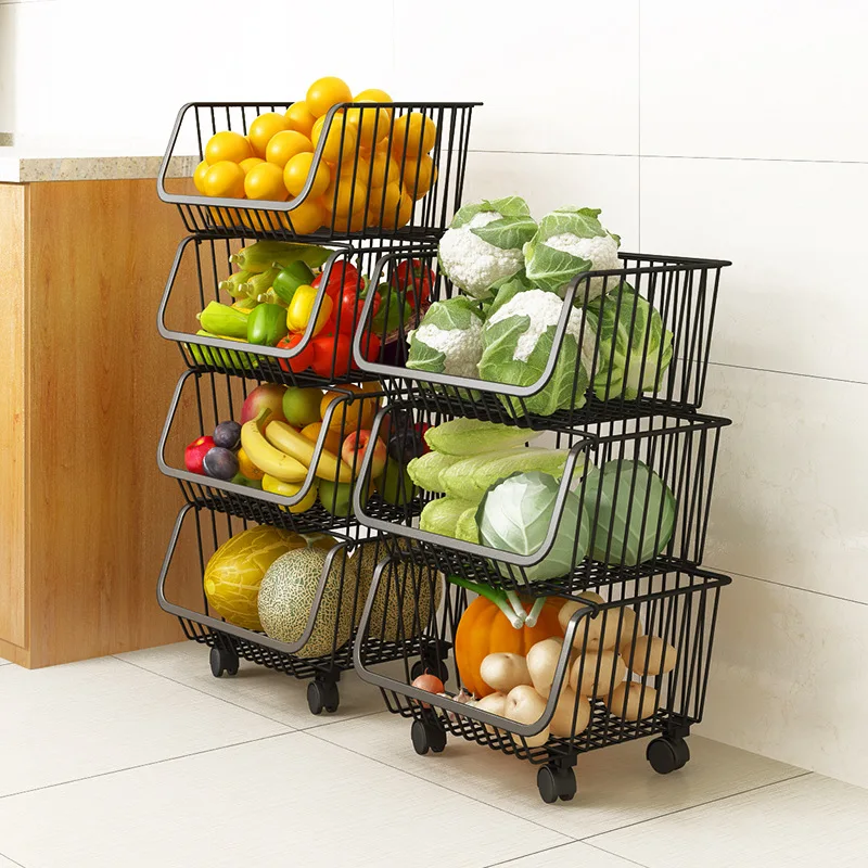 

3/4/5 Layer Kitchen Storage Rack Slide Tower Movable Assemble Stainless Steel Bathroom Shelf Wheels Space Saving Organizer