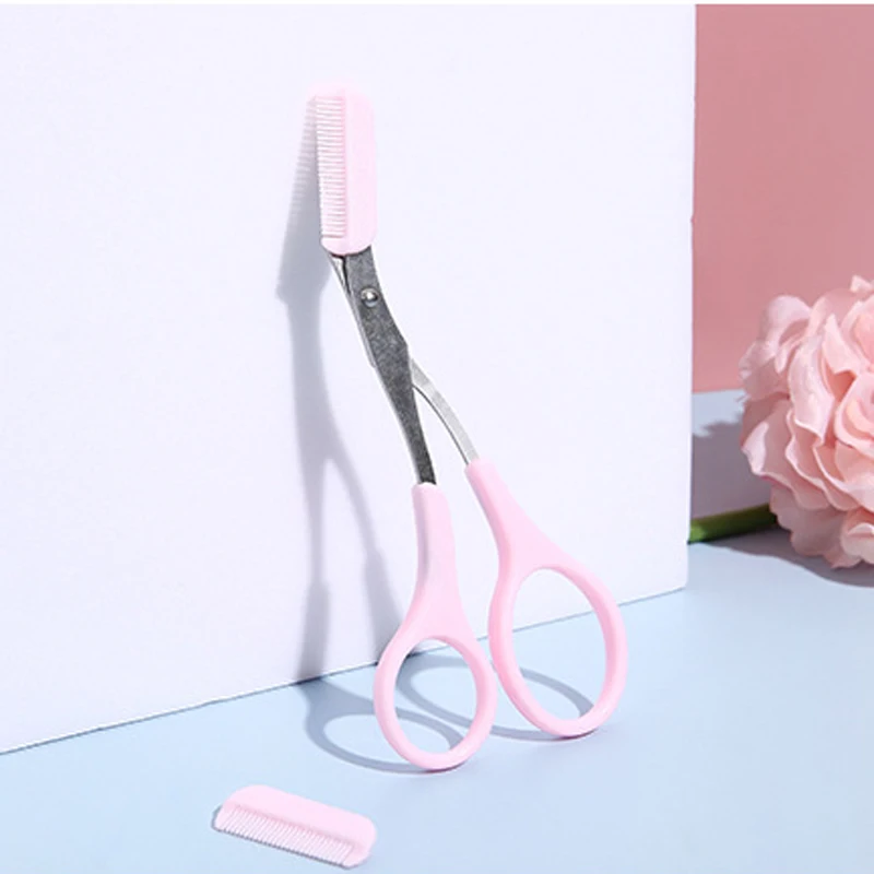 Stainless Steel Eyebrow Trimmer Scissors Professional Makeup Tool Beauty Scissors With Comb Facial Hair Removal Grooming Shaping 6