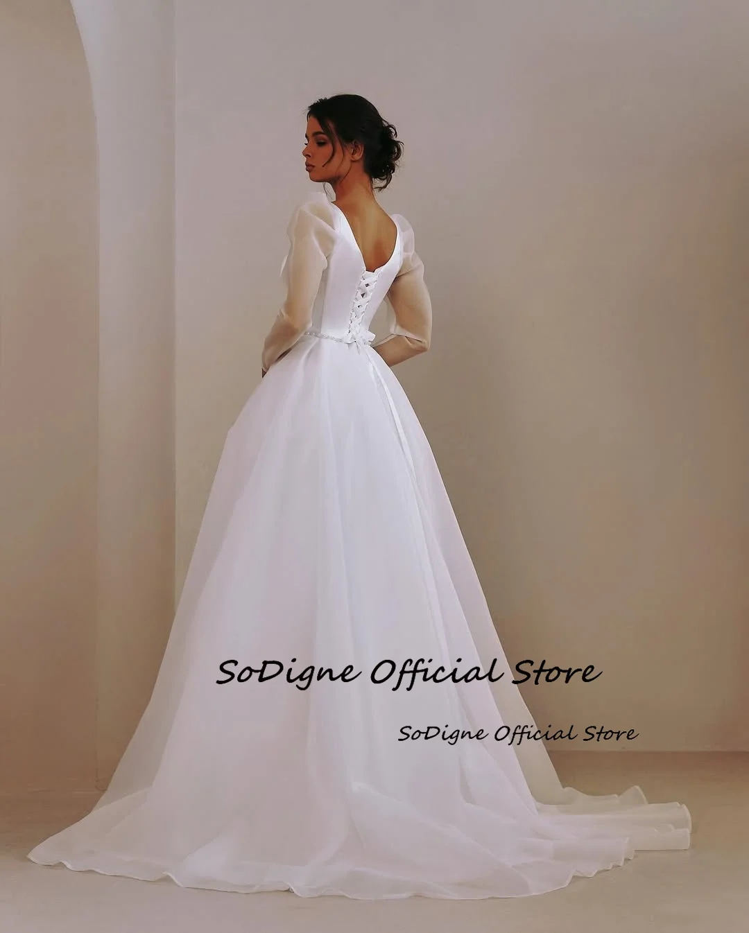 SoDigne A-line Organza Wedding Dresses Square Collar Full Sleeves Bridal Dress Long 2025 Wedding Gown Robe De Mairee Customized 14 S35b746abf3564f58b67c3f1a8f047506Q