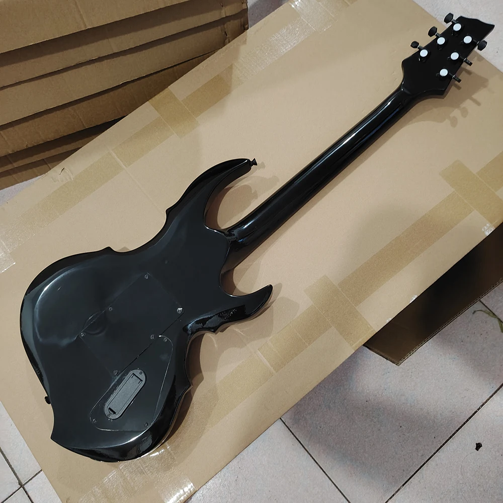 In stock left hand black circle red shaped electric guitar, active pickup, need more pictures contact seller, ,