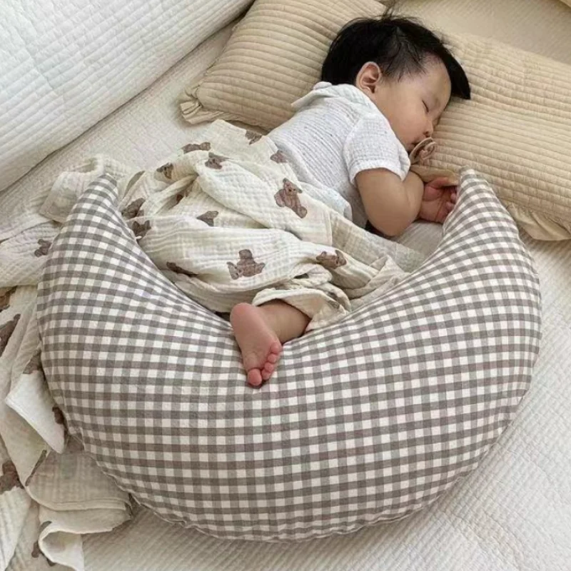 INS Baby Moon Soothing Pillow Plaid Super Soft Children\'s Sleeping Breastfeeding Cushion Newborn Bedding Decoration 60cm
