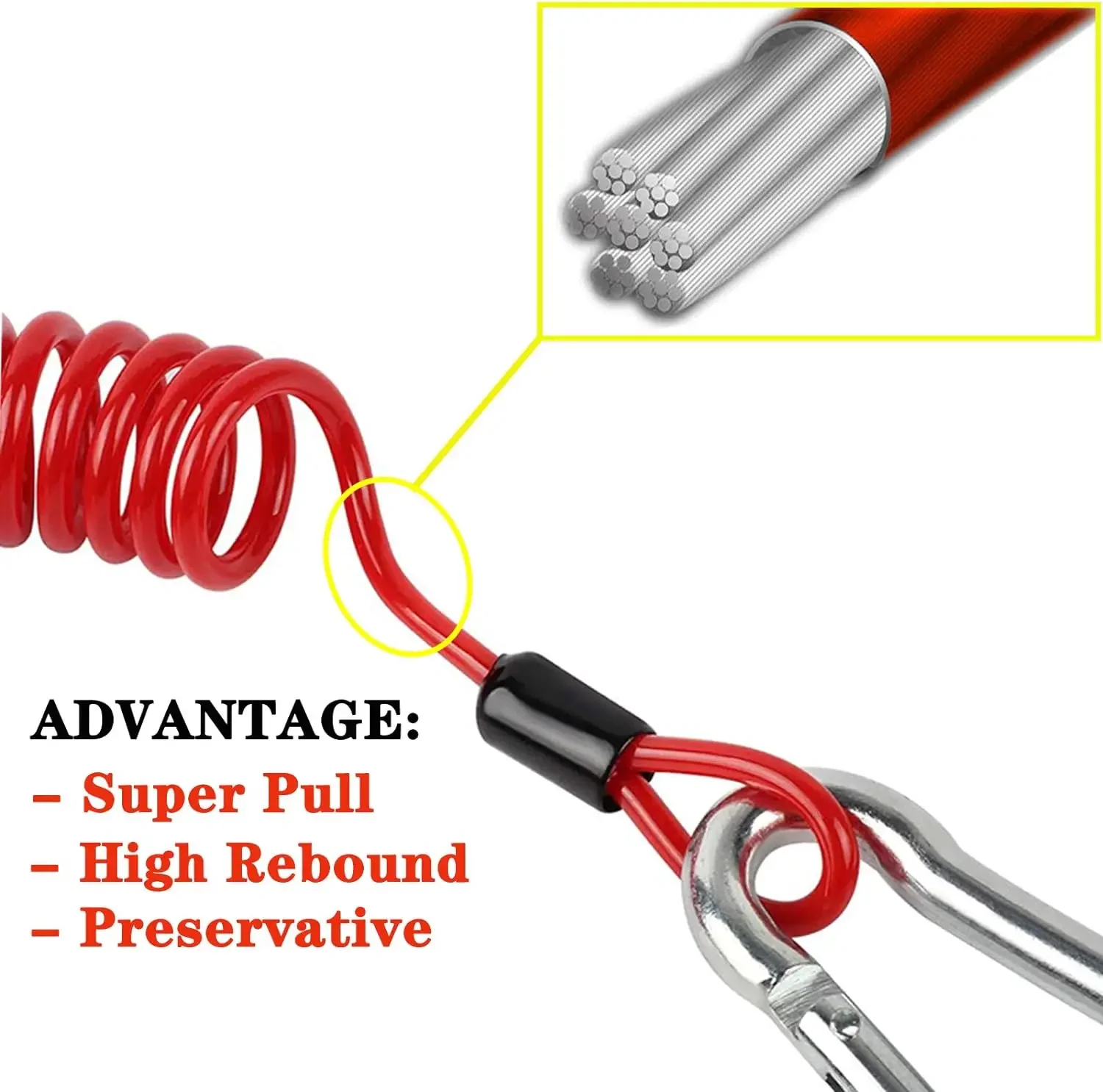 Trailer Cable, Trailer Brake Cable, Heavy Duty Steel Wire Extend to 4ft Coiled Safety Cables Strap for RV Towing