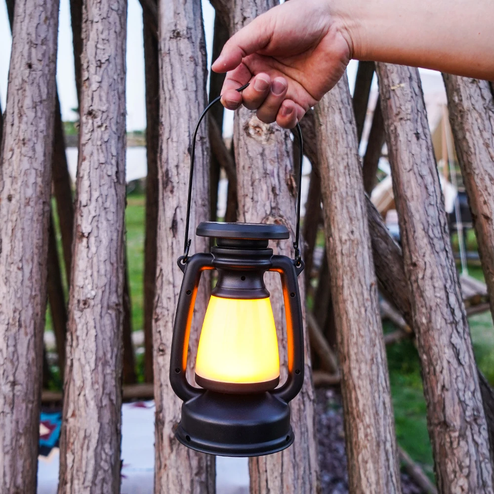 

E2 Camping Fishing Supplies Lantern Light with Cold Warm Light USB Solar Rechargeable Portable Lanterns Hanging Tent Light Lamp