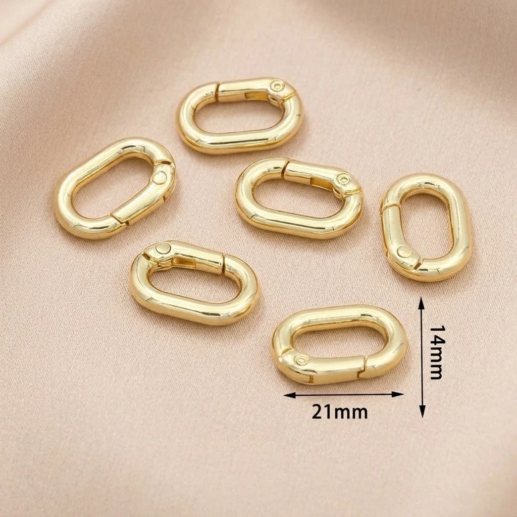 Gold Plated Oval Clasp Set for Jewelry Making - 5 Piece