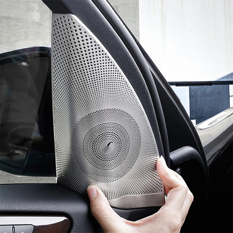 Matt Chrome Front Door sound Stereo Speaker Cover trim Benz GL X166 2013-2018 Matt Chrome Front Door sound Stereo Speaker Cover trim Benz GL X166 2013-2018
