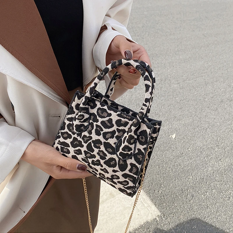 Leopard Print Shoulder Handbag Mini Tote Women Cross Body Bag Purse