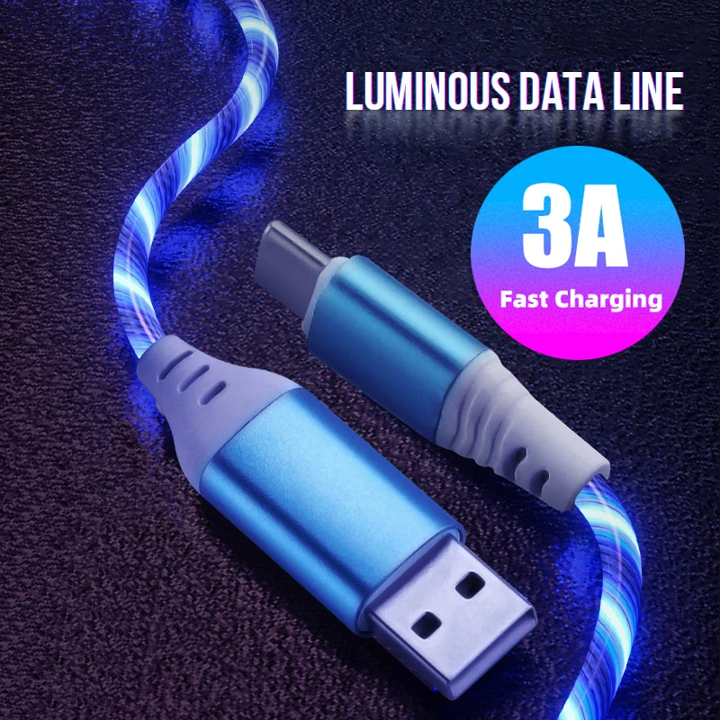 Cavo USB A A USB C Luminoso RGB 66W Ricarica Rapida - 100cm Per Samsung Galaxy S24/S23, Xiaomi, OnePlus E Altri