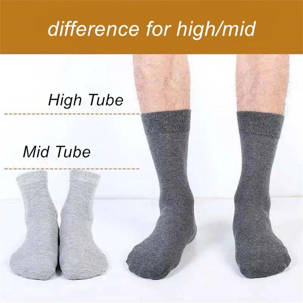 UNWE 브랜드 남성용 면 하이 튜브 따뜻한 비즈니스 양말, 블랙 화이트, 가을 겨울, EU 38-45, 6 켤레 팩