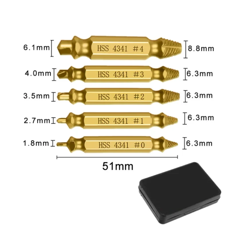 Screw Extractor Drill Bits Guide Set, Broken Speed Out, Easy Out Bolt, High Strength Remover Tools 6pcs lot broken screw extractor remover bolt easy remove out drill and 6pcs twist drill spiral drill bit set