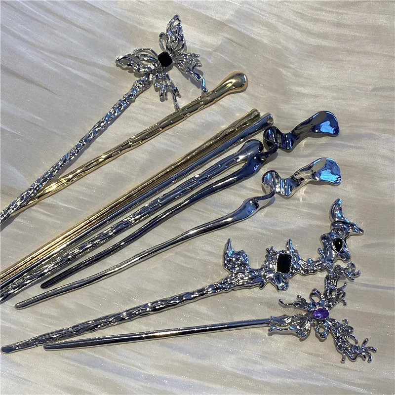 Hair Accessory Fashion Butterfly Hair Sticks Women Metal Hair Clip Pins Minimalist Irregualr Girls Hairpins Bun Maker Headwear