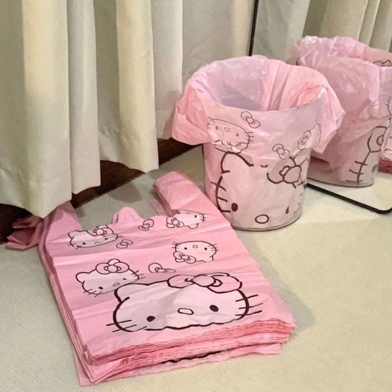 

Sanrio большой емкости Hello Kitty Девочка Сердце KT мультяшный Рисунок Аниме кавайный жилет пластиковая сумка кухонный бытовой мешок для мусора подарок