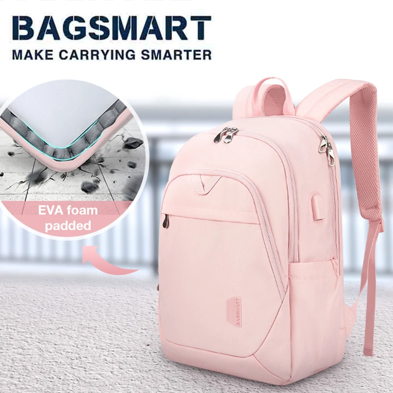 

BAGSMART Anti-drop 17.3'' Large Capacity Expandable Laptop Backpack for Women Computer Bags for Business Travel School Bag