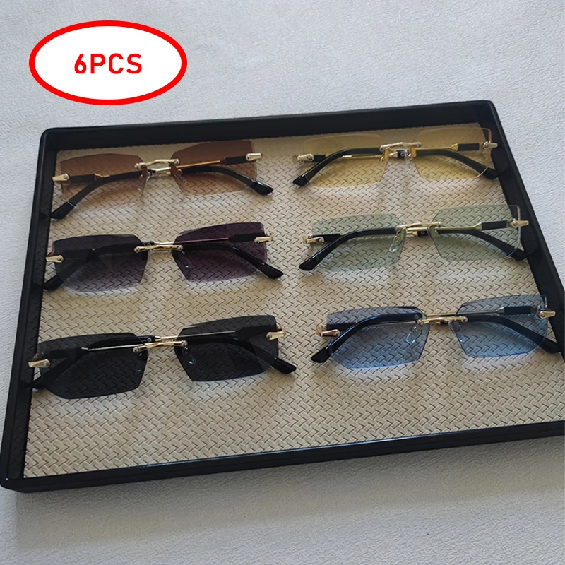 

6pcs/Set Fashion Rectangle Rimless Women Sunglasses Trendy Small Square Sun Glasses For Female Outdoor Accessory Shades Eyewear