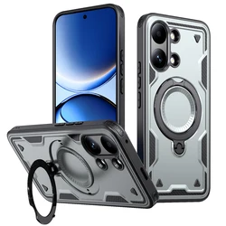 Military Drop - proof Hard Case with 360° Adjustable Ring Stand - Durable PC+TPU Protection - Poco X8 Pro (Grey)