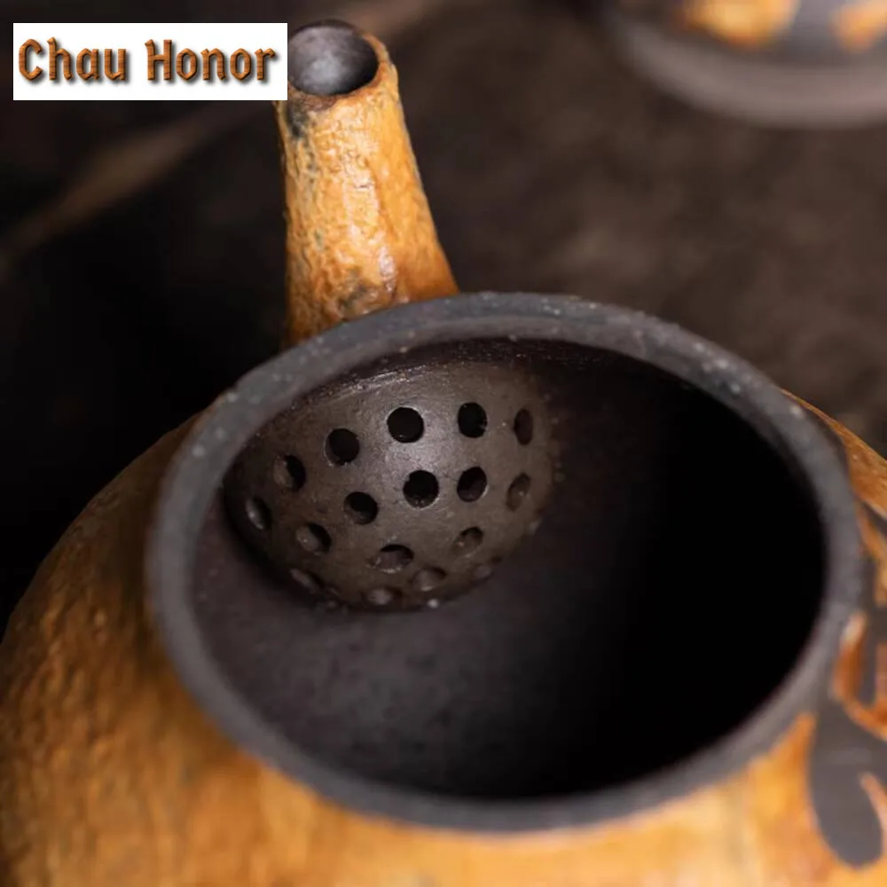 High Grade Wood-fired Porcelain Teapot Longquan Celadon Pot Retro Old Rock Mud Kettle with Ball Filter Kung Fu Teaware Gift Box