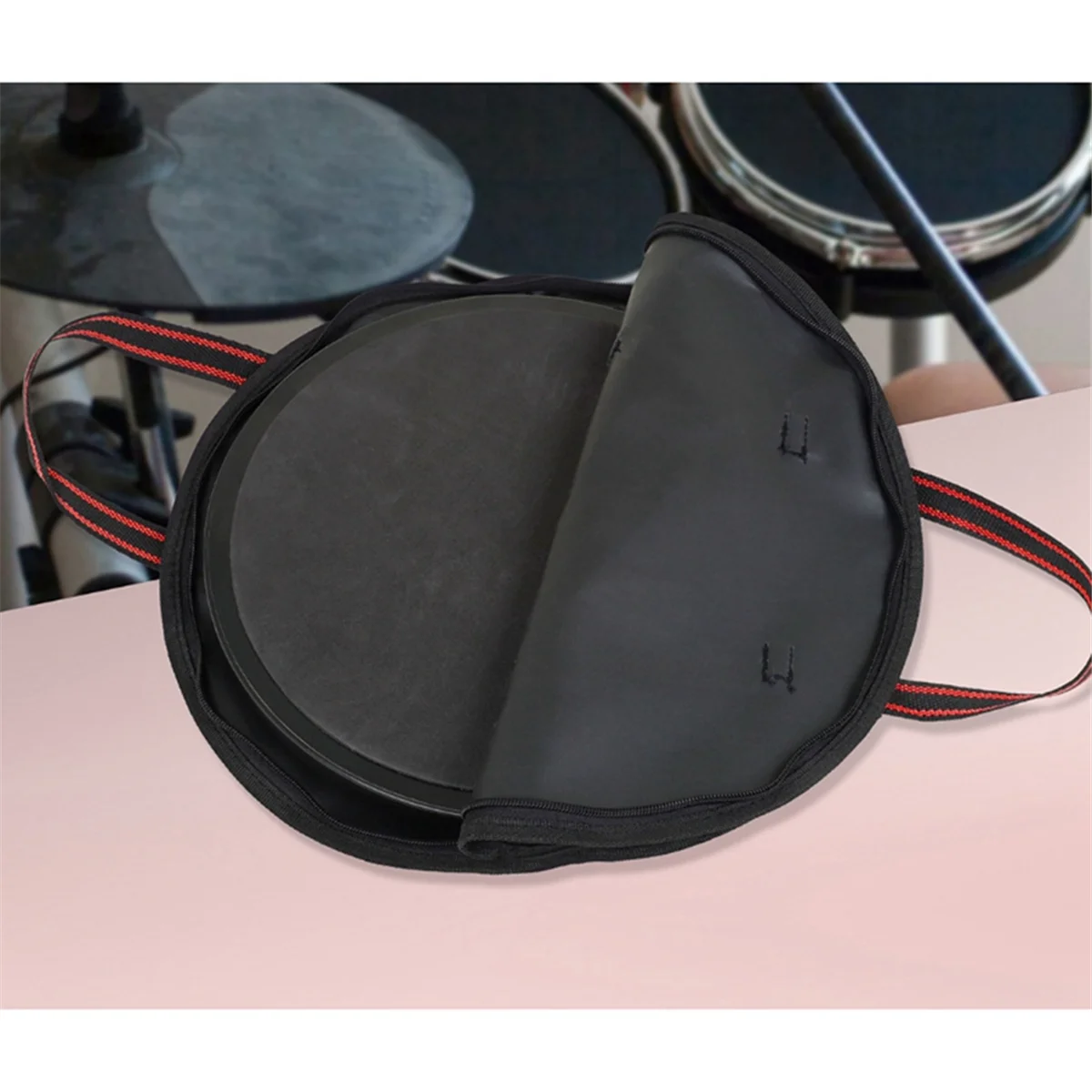 10 Inch Black Oxford Cloth Drum Bag Portable Drum Mute Pad with Handbag Drumhead Board Bag