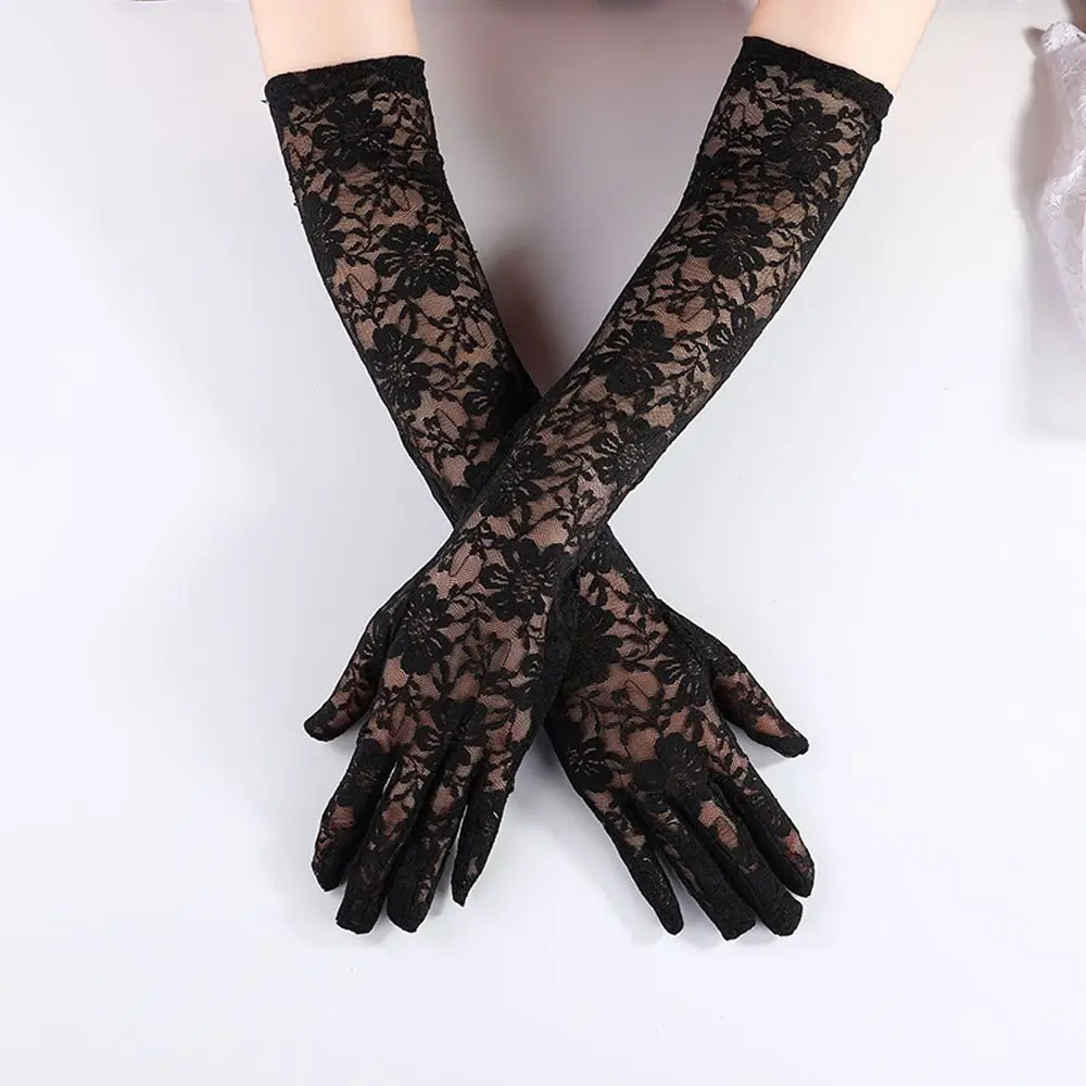 

Sexy Lace Jacquard Long Gloves Summer Outdoor Ladies UV Protection Women Wedding Mittens Lace Cycling Gloves
