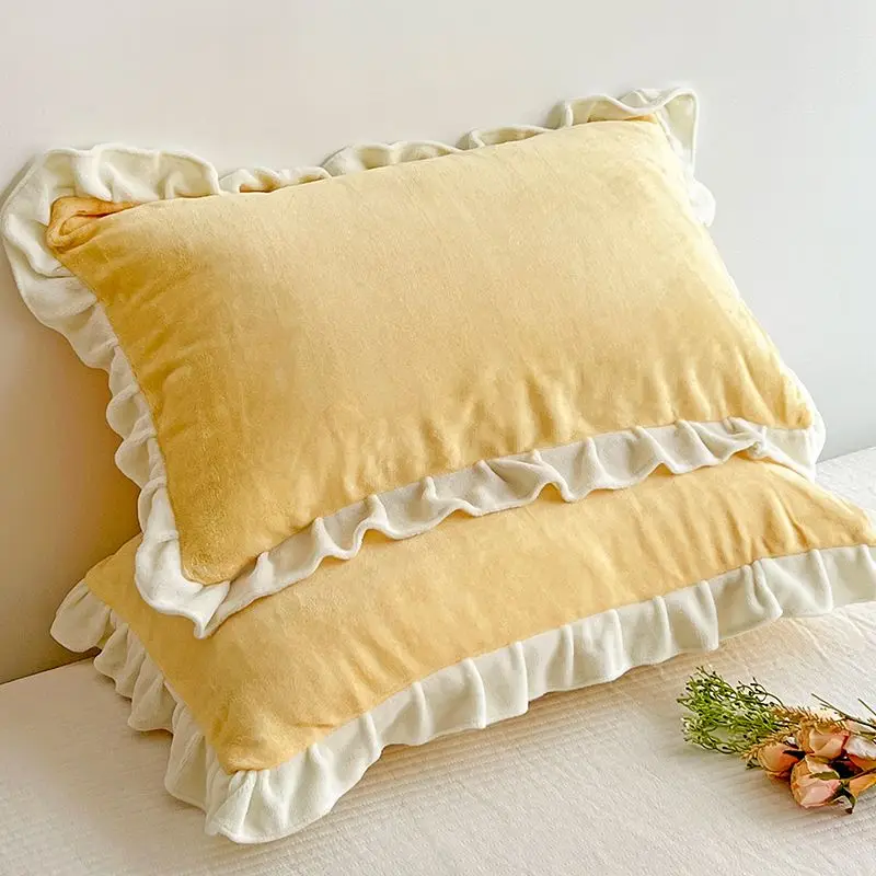 

Ruffle Design Pillow Case Korean Style Soft Washed Cotton Pillow Case Super Cute Pillowcase 48x74cm Pillow Cover Decoration