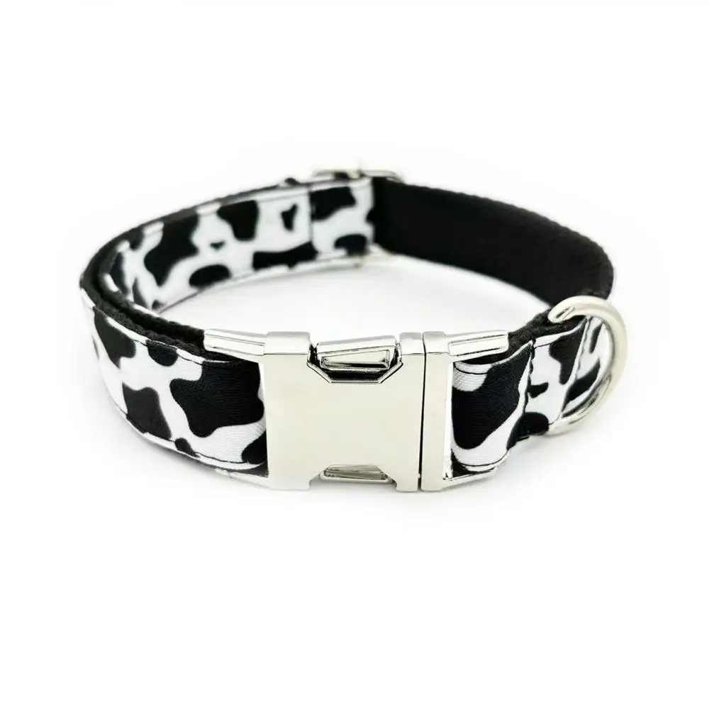 Personalized Cow Pattern Dog Collar Puppy ID Tag Adjustable Cat Accessory Black White Basic Dog Collars Leash dog collar,dog id tag
