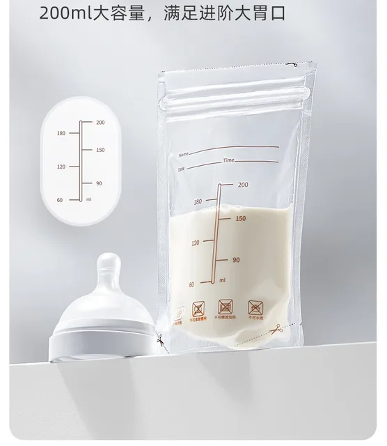 10pcs/20pcs Breast Milk Storage 200ml Breast Milk Storage Bags BPA Free Anti-break Milk Freezer Bag Food Snacks Storage 2