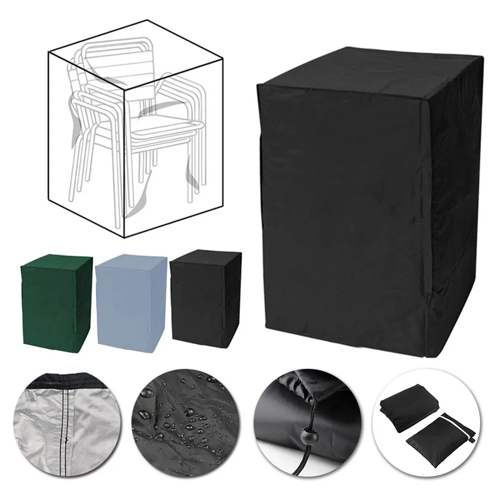 Stacked Chair Dust Cover Outdoor Furniture Protector Waterproof Stacking Outdoor Chair Cover for Garden Patio Furniture