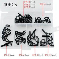 Premium Stainless Steel Fishing Rod Guide Set with Porcelain Rings - 8-Piece DIY Tip Repair Accessories (40PCS)