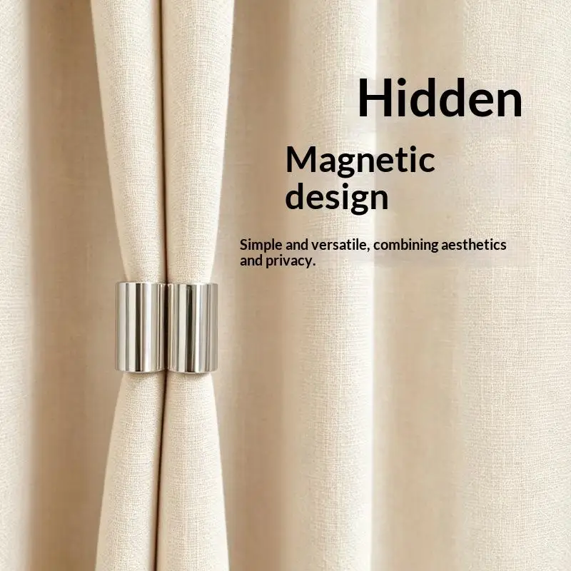 Fibbia Magnetica Senza Cuciture per Chiusura Tende, 1 Paio, Senza Chiodi, Senza Foratura, Clip per Tende per Bagno, Cucina, Finestre e Drappeggi - immagine 3